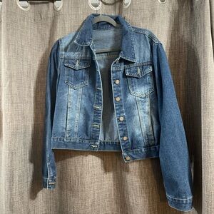 Women's Blue Denim Jacket with Button Front